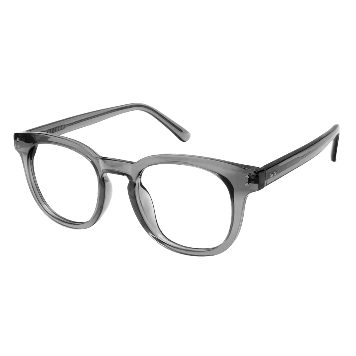 Oval Transparent Gray Eyeglasses