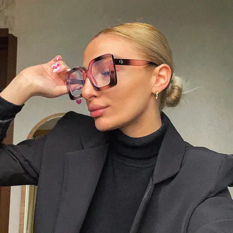 Square Transparent Pink Eyeglasses