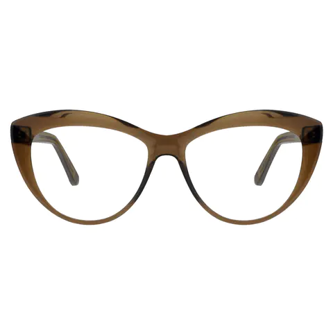 Cat-eye Transparent Brown Eyeglasses
