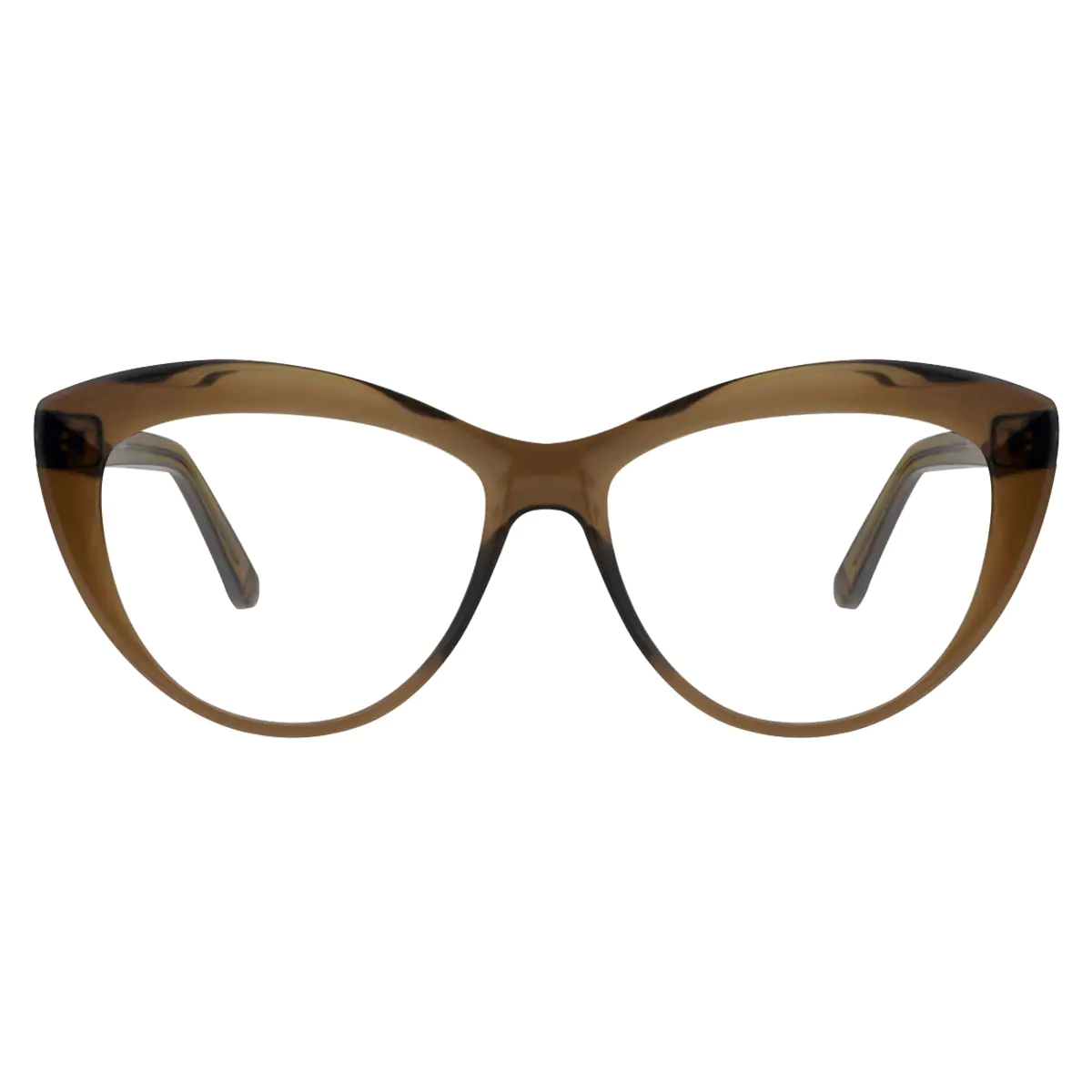 Cat-eye Transparent Brown Eyeglasses