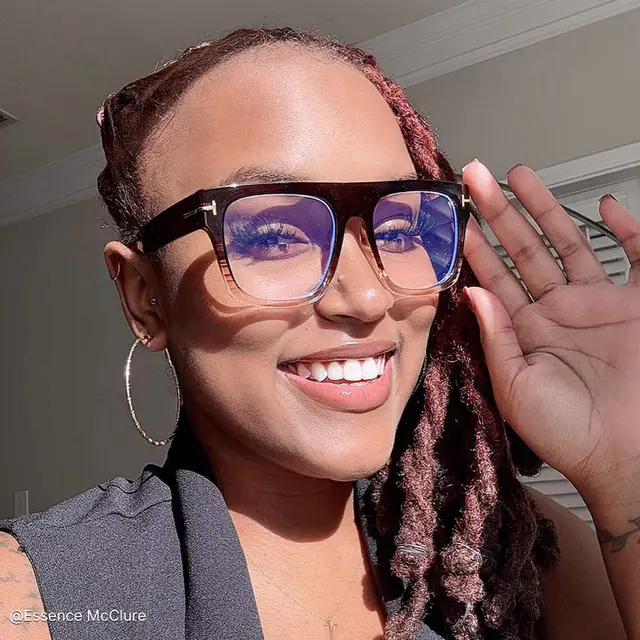 Square Transparent Amber Eyeglasses