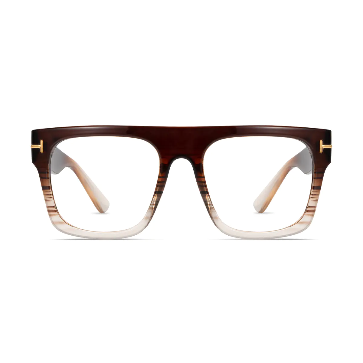 Square Transparent Amber Eyeglasses