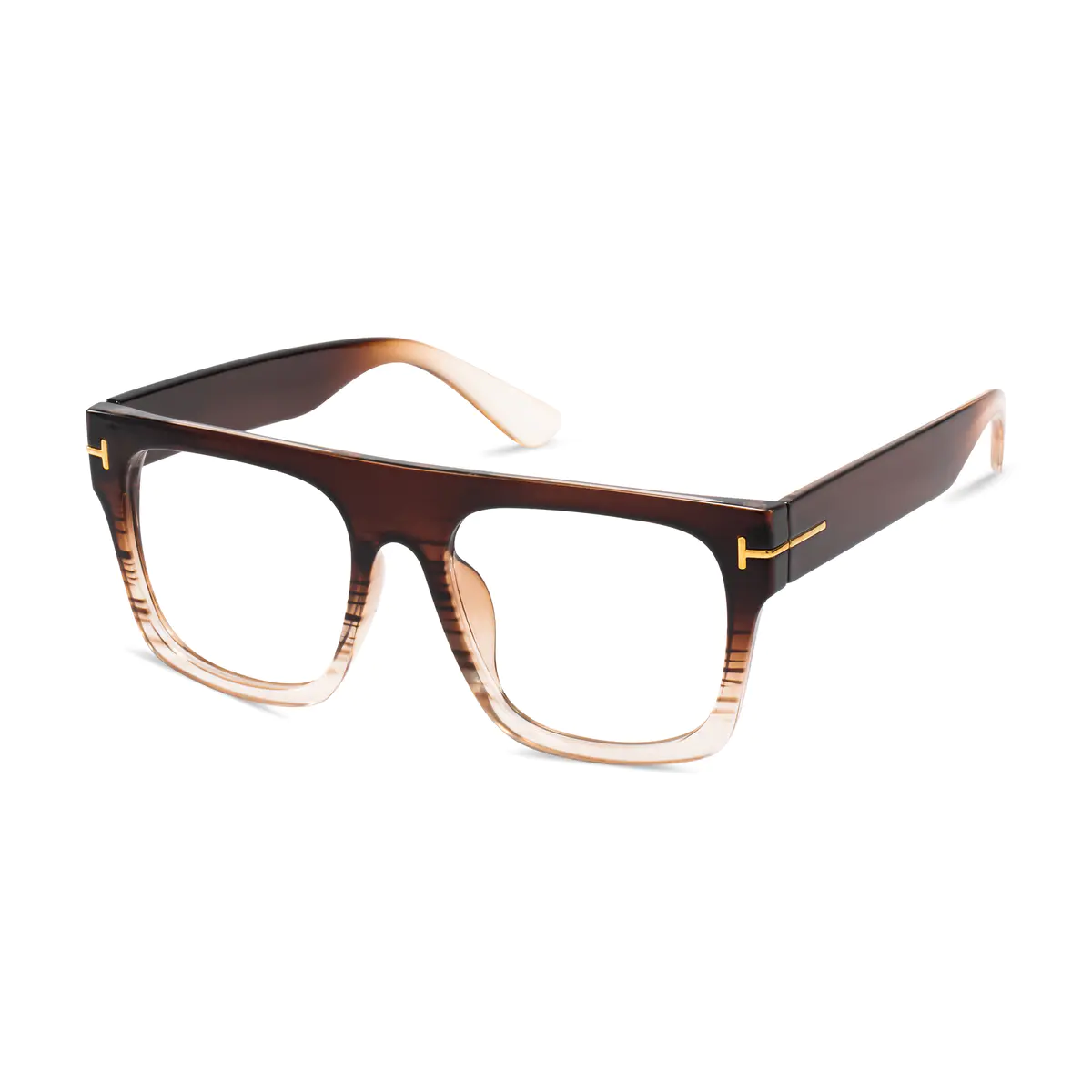 Square Transparent Amber Eyeglasses