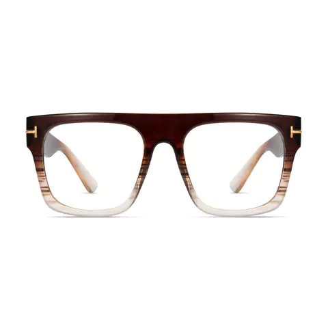 Square Transparent Amber Eyeglasses
