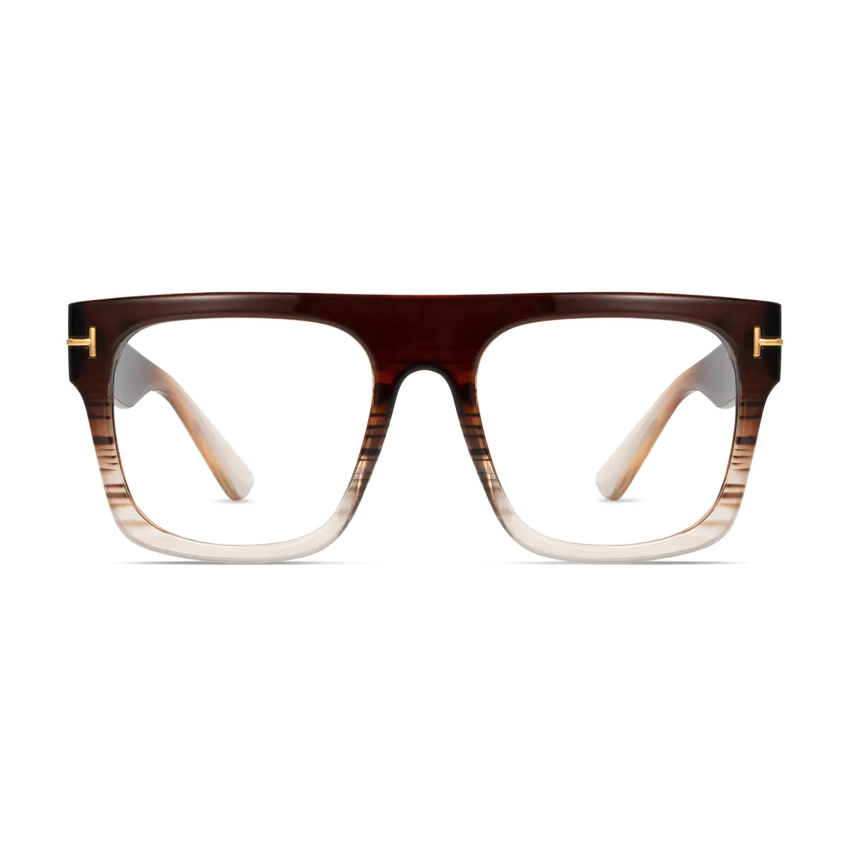 Square Transparent Amber Eyeglasses