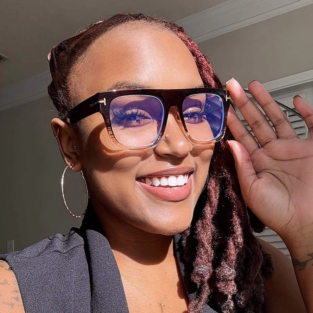 Square Transparent Amber Eyeglasses