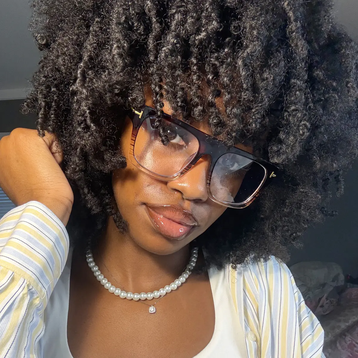 Square Transparent Amber Eyeglasses