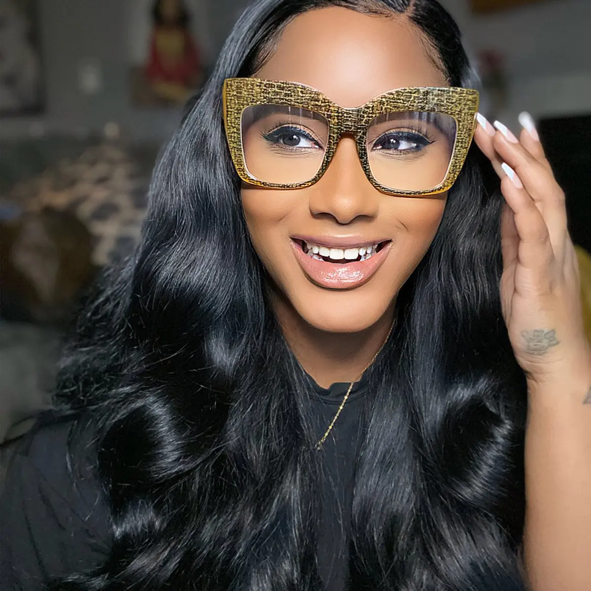 Square Dark Yellow Eyeglasses