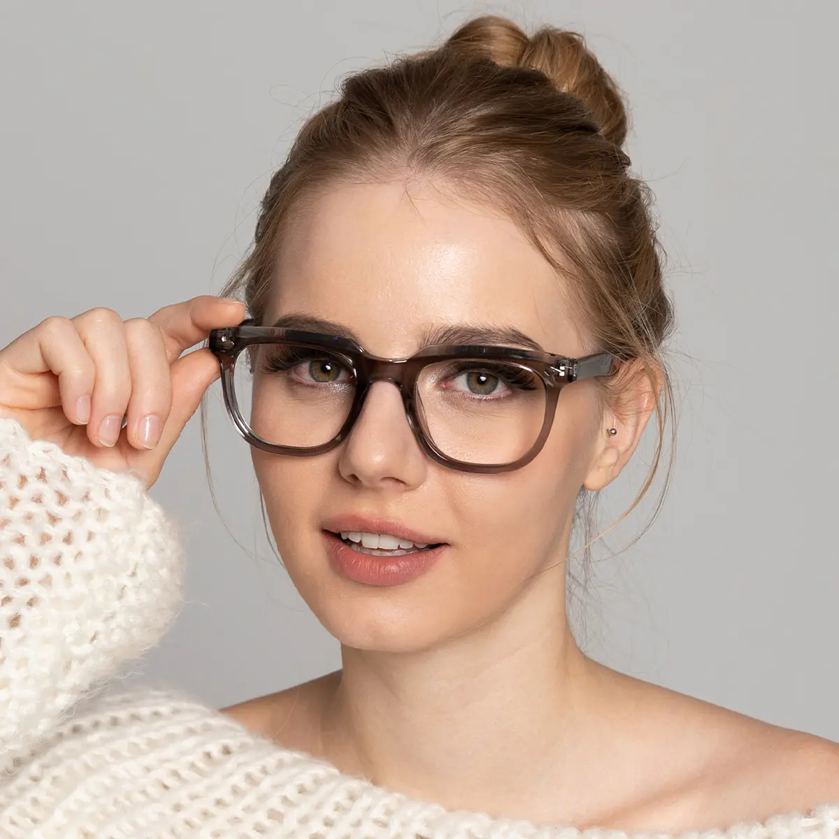 Square Transparent Gray Eyeglasses