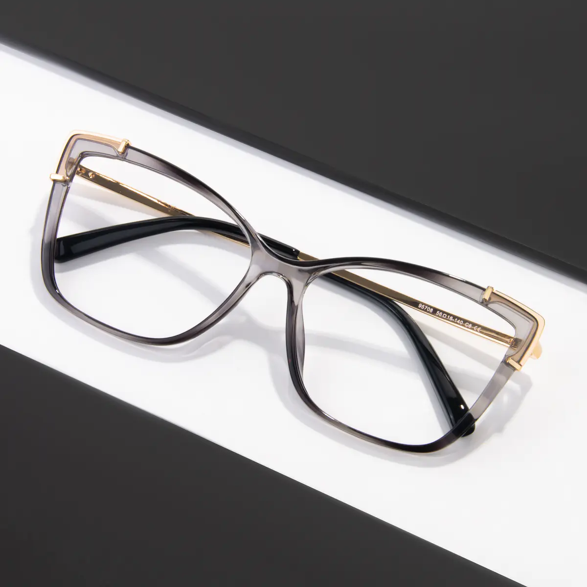 Rectangle Transparent Gray Eyeglasses