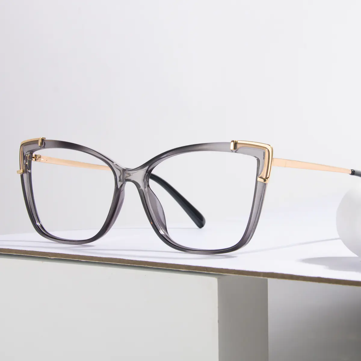 Rectangle Transparent Gray Eyeglasses