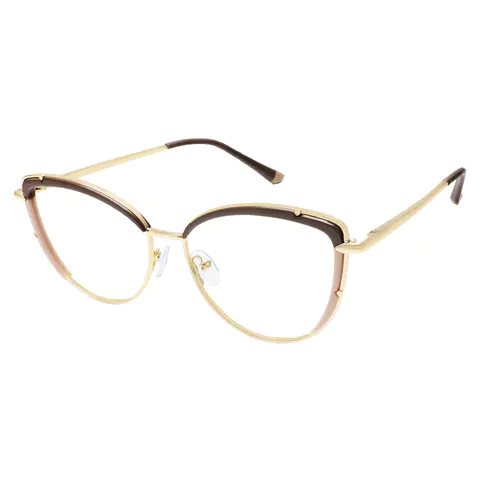 Square Brown/Gold Eyeglasses