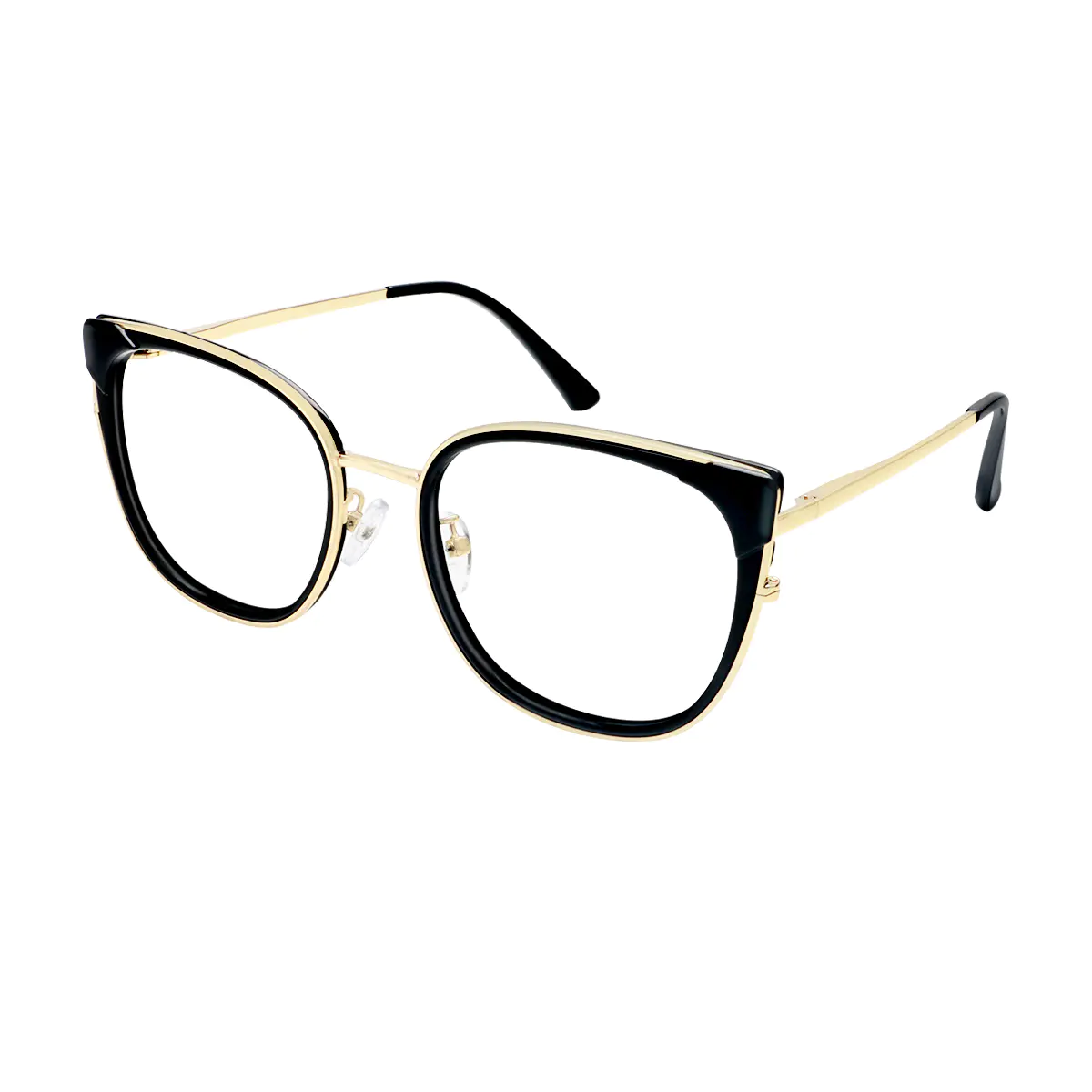 Square Black Gold Eyeglasses