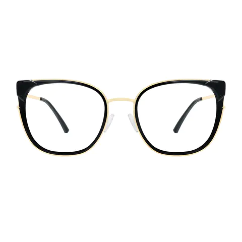 Square Black Gold Eyeglasses
