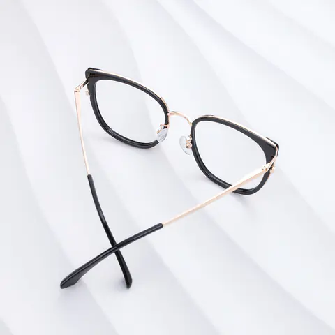 Square Black Gold Eyeglasses