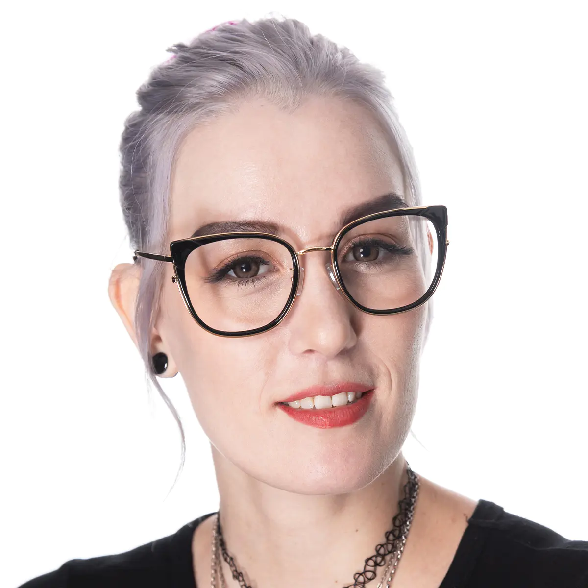 Square Black Gold Eyeglasses