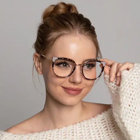 Square Tortoiseshell/Gold Eyeglasses