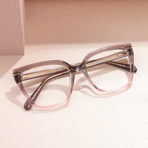 Square Transparent Gray/Transparent Pink Eyeglasses