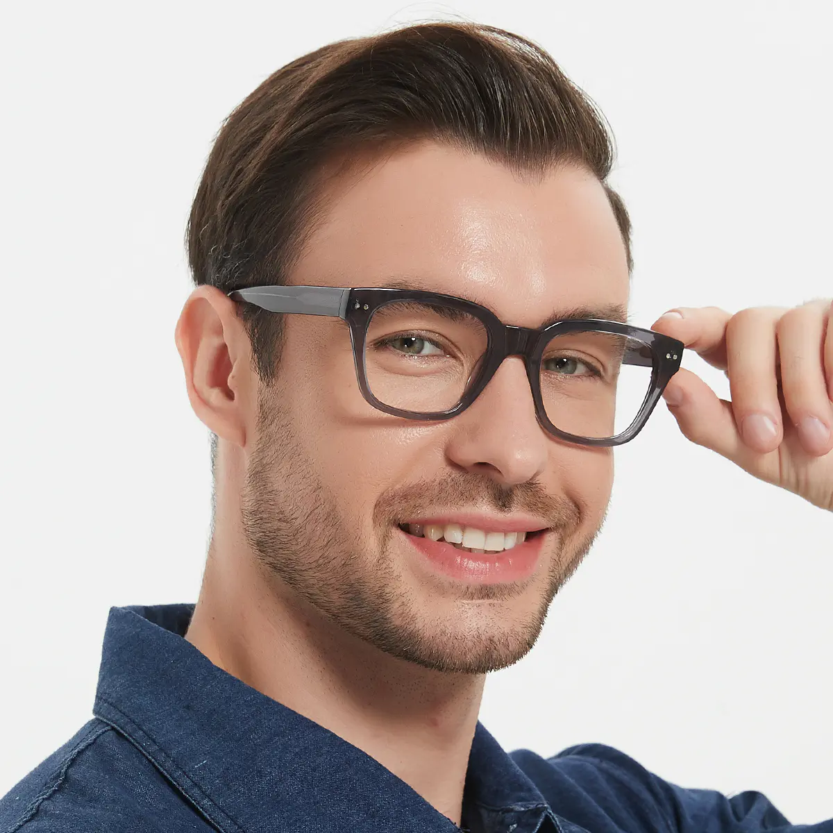Square Transparent Gray Eyeglasses