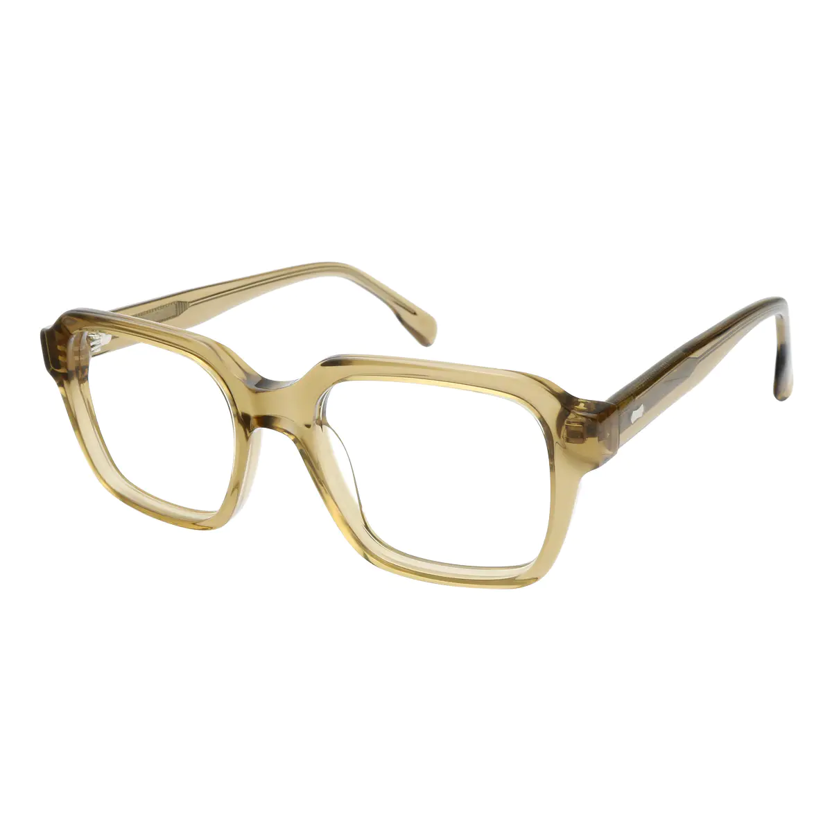 Square Light Brown Eyeglasses