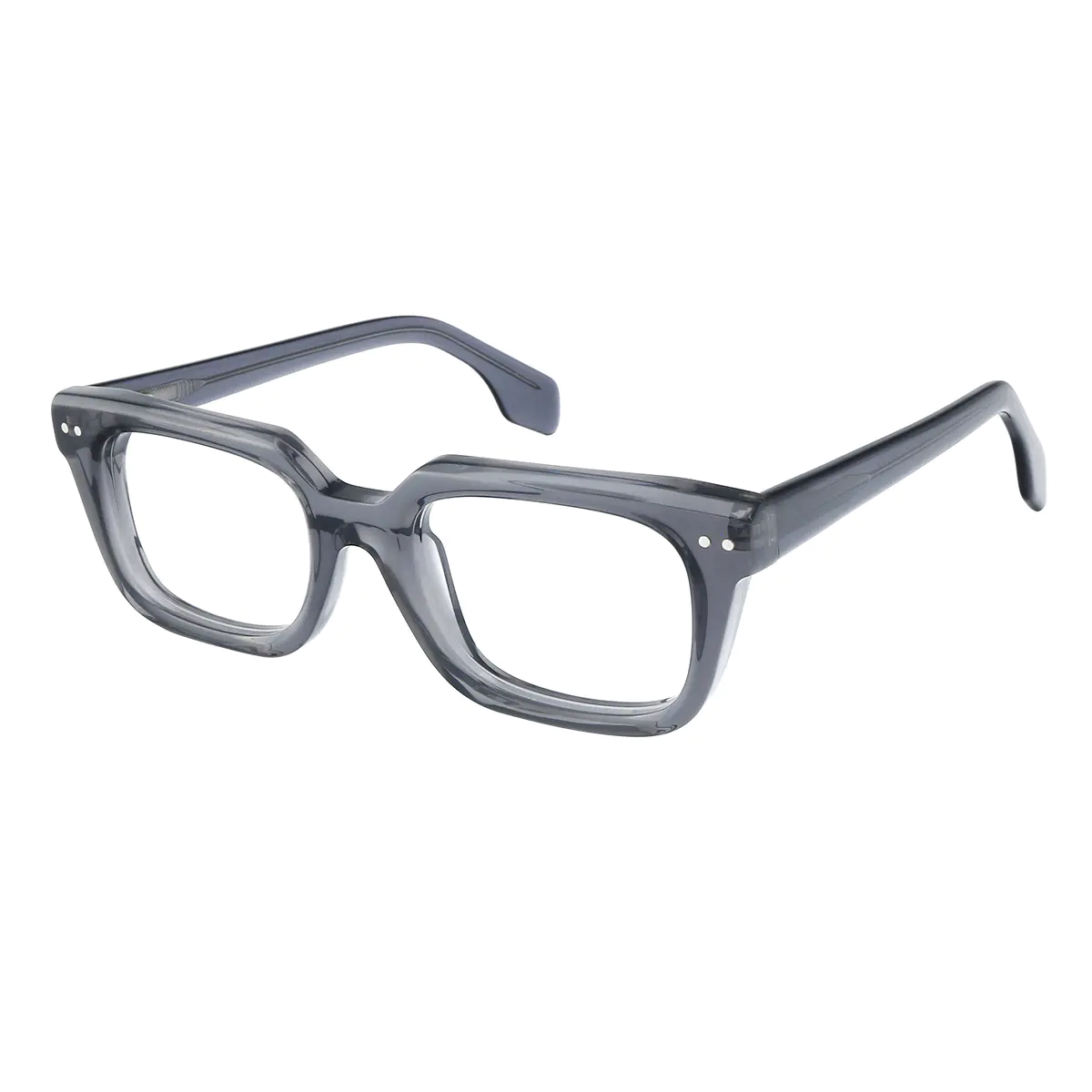 Rectangle Transparent Gray Eyeglasses