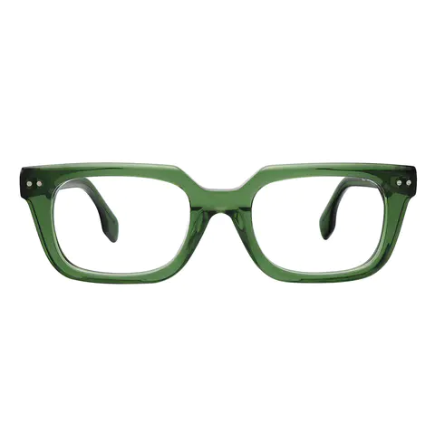 Rectangle Transparent Green Eyeglasses
