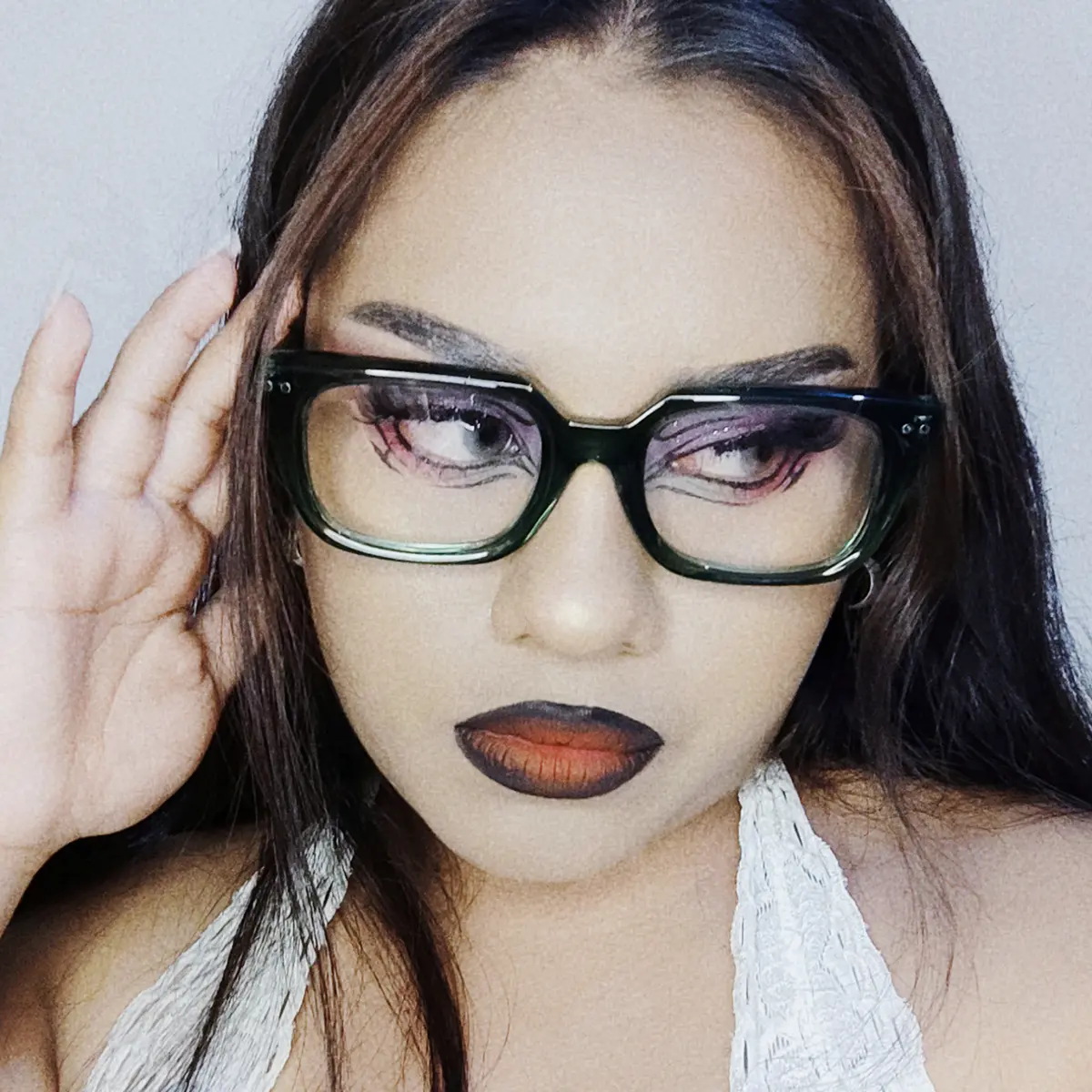 Rectangle Transparent Green Eyeglasses