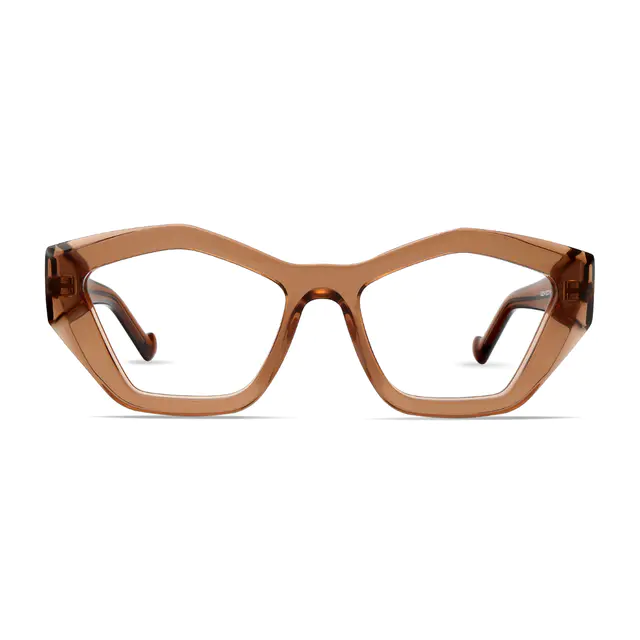 Geometric Transparent Amber Eyeglasses