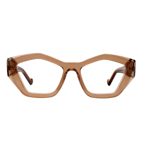 Geometric Transparent Amber Eyeglasses