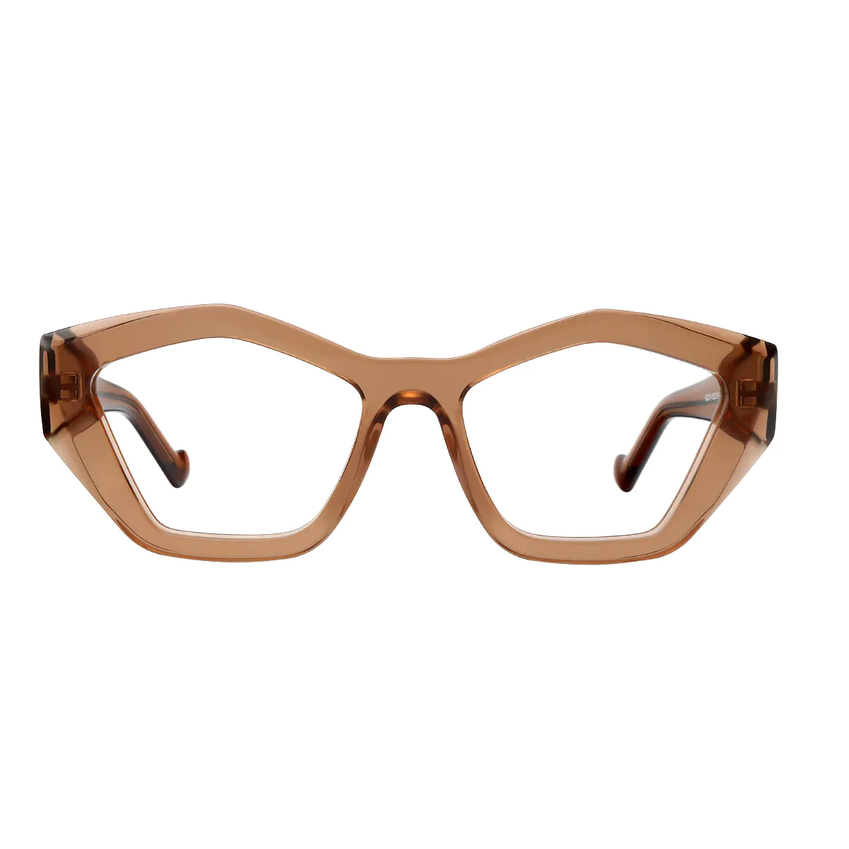 Geometric Transparent Amber Eyeglasses