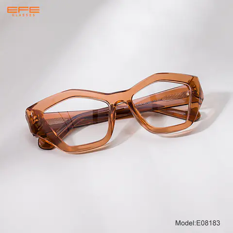 Geometric Transparent Amber Eyeglasses