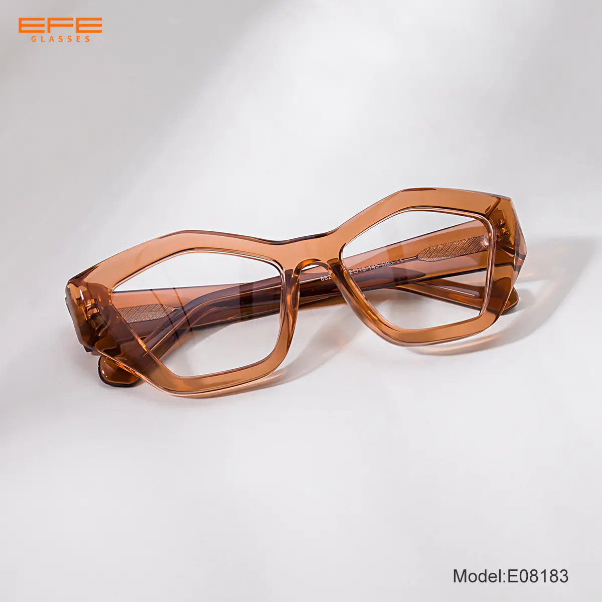 Geometric Transparent Amber Eyeglasses