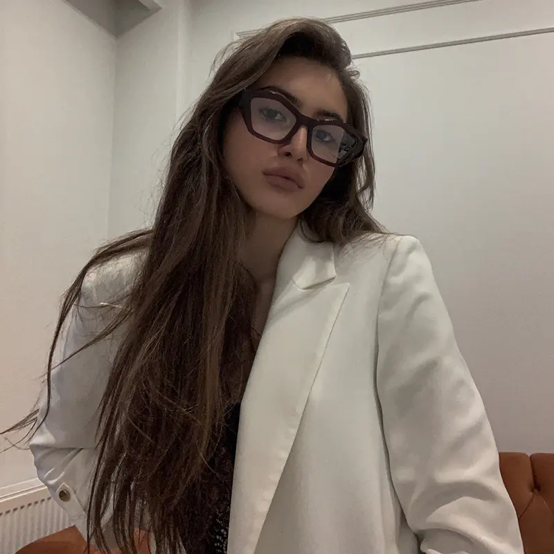 Geometric Transparent Amber Eyeglasses