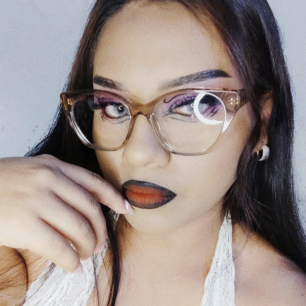 Oval Transparent Amber Eyeglasses