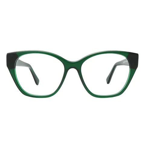 Oval Transparent Green Eyeglasses