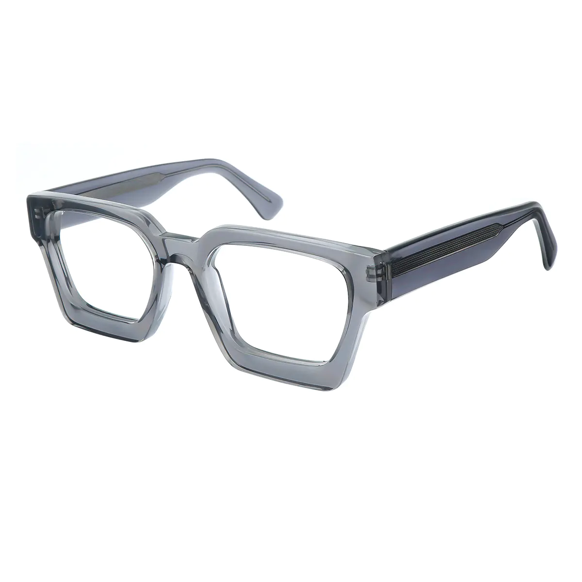 Rectangle Transparent Gray Eyeglasses