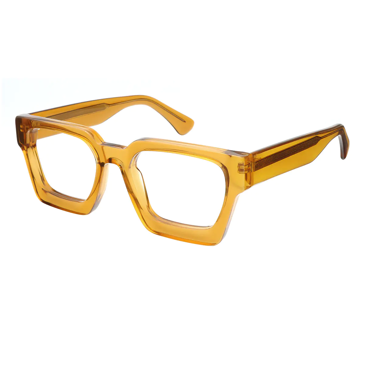 Rectangle Transparent Brown Eyeglasses