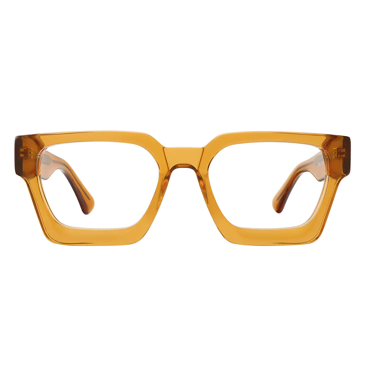 Rectangle Transparent Brown Eyeglasses