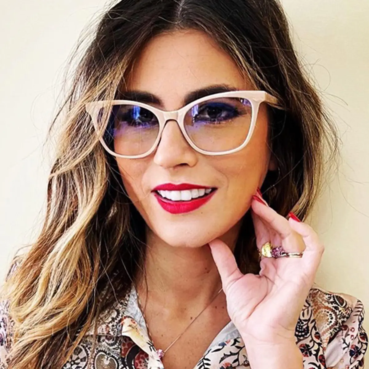 Cat-eye Cream Eyeglasses