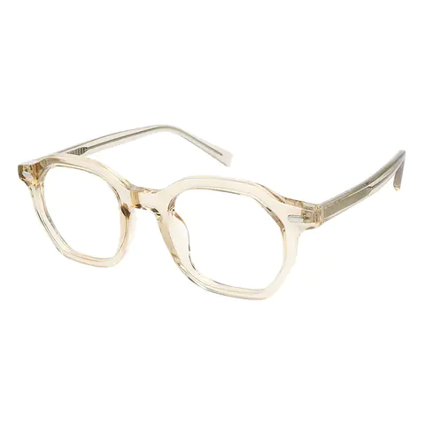 Geometric Transparent Amber Eyeglasses
