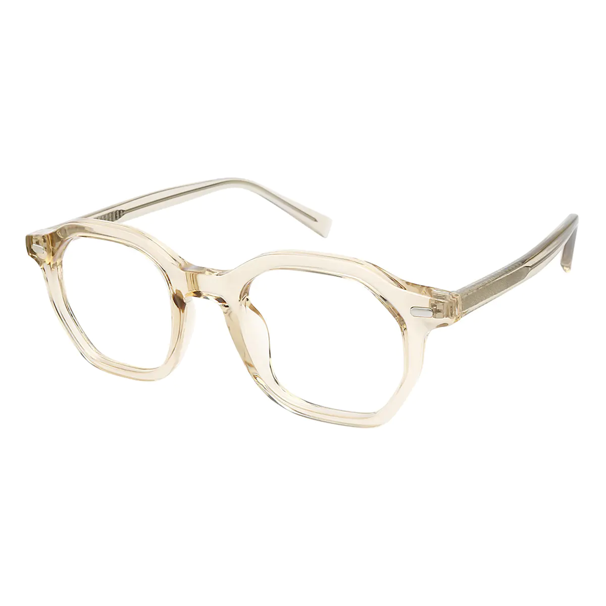 Geometric Transparent Amber Eyeglasses
