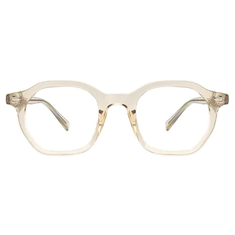 Geometric Transparent Amber Eyeglasses