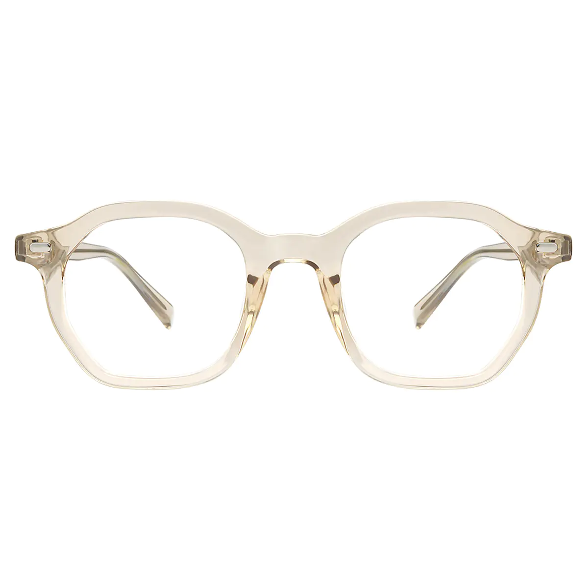 Geometric Transparent Amber Eyeglasses