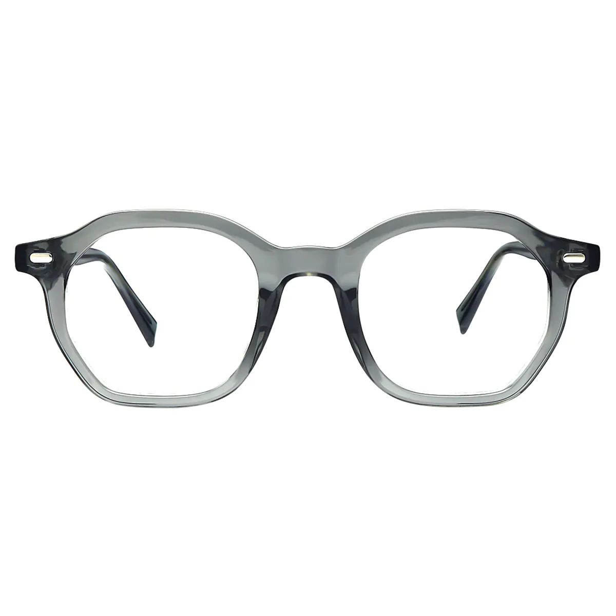 Geometric Transparent Gray Eyeglasses