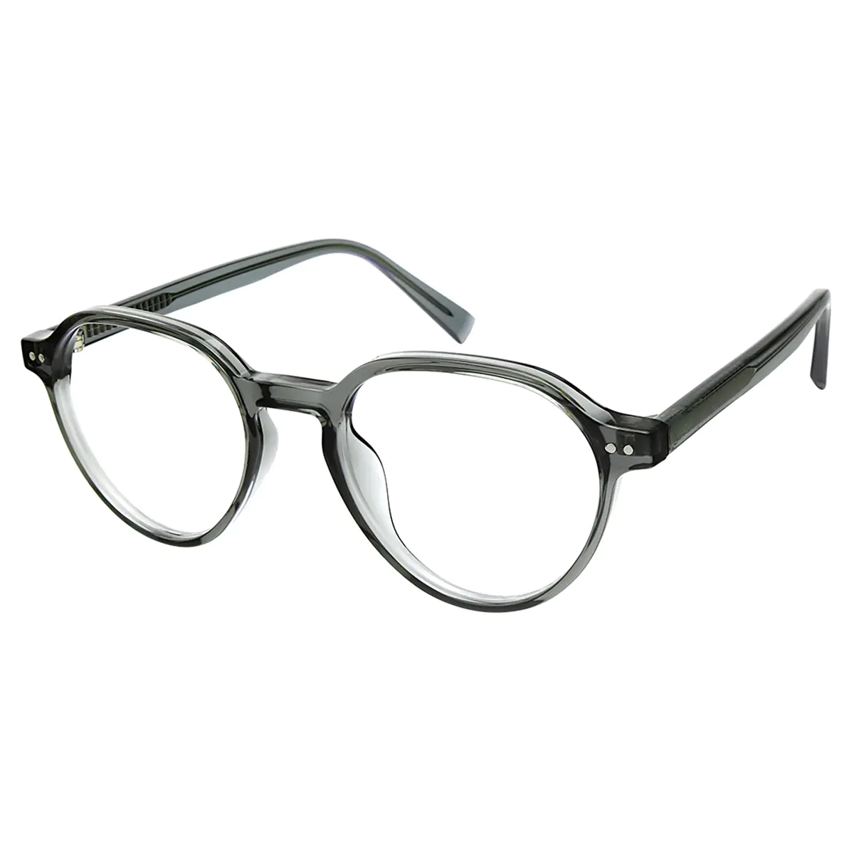 Round Transparent Gray Eyeglasses