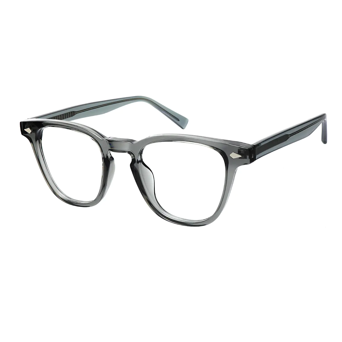Square Transparent Gray Eyeglasses