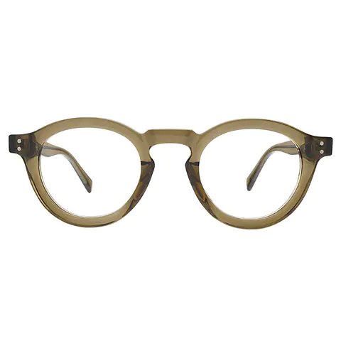 Round Transparent Green Eyeglasses