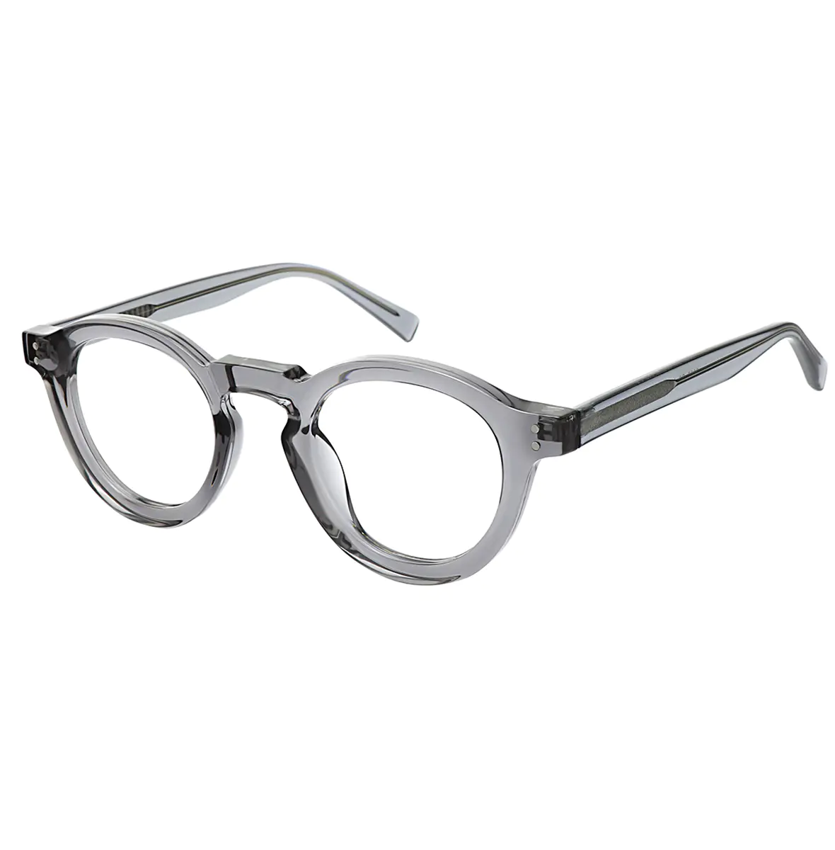 Round Transparent Gray Eyeglasses