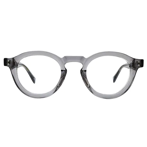 Round Transparent Gray Eyeglasses