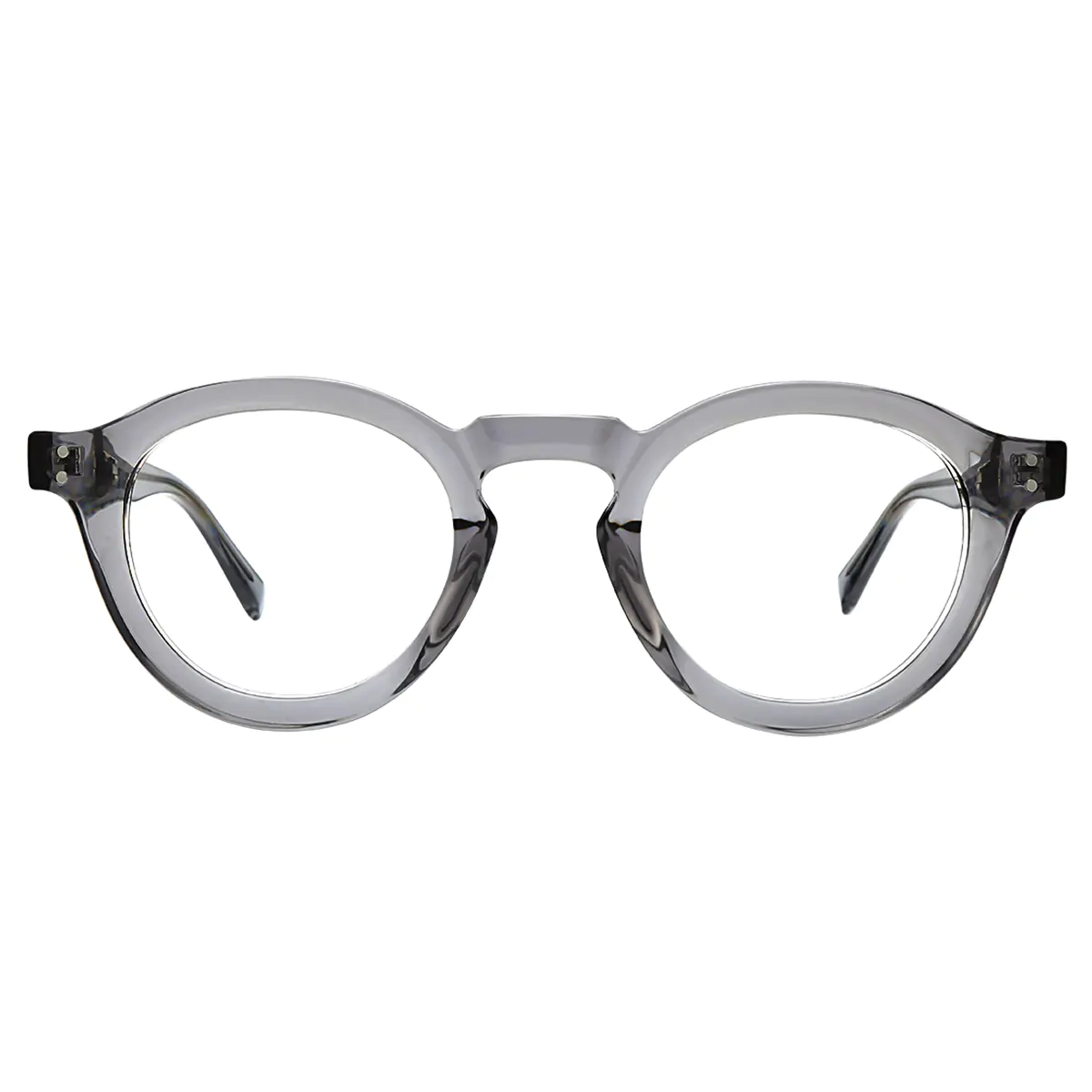 Round Transparent Gray Eyeglasses